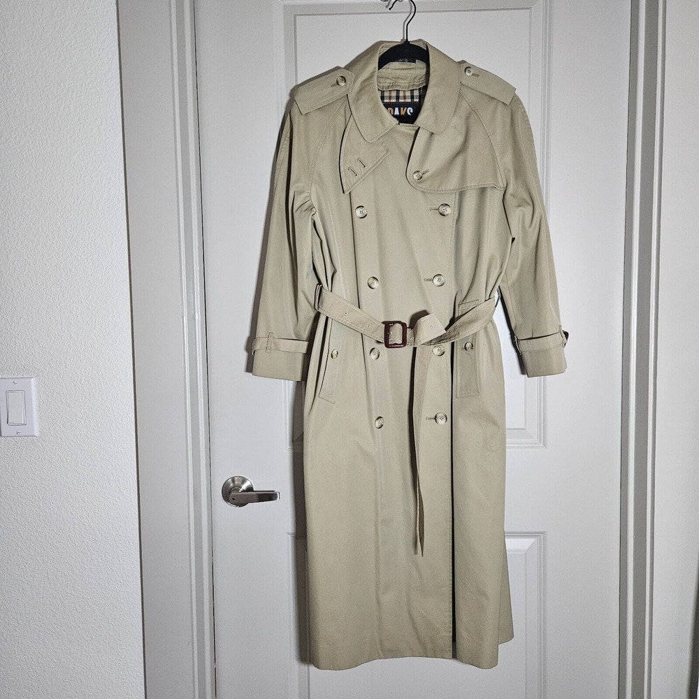 Daks Coat Trench Coat w Belt For Height 165 cm/ 65" Chest 94cm/ 37" Cotton Khaki